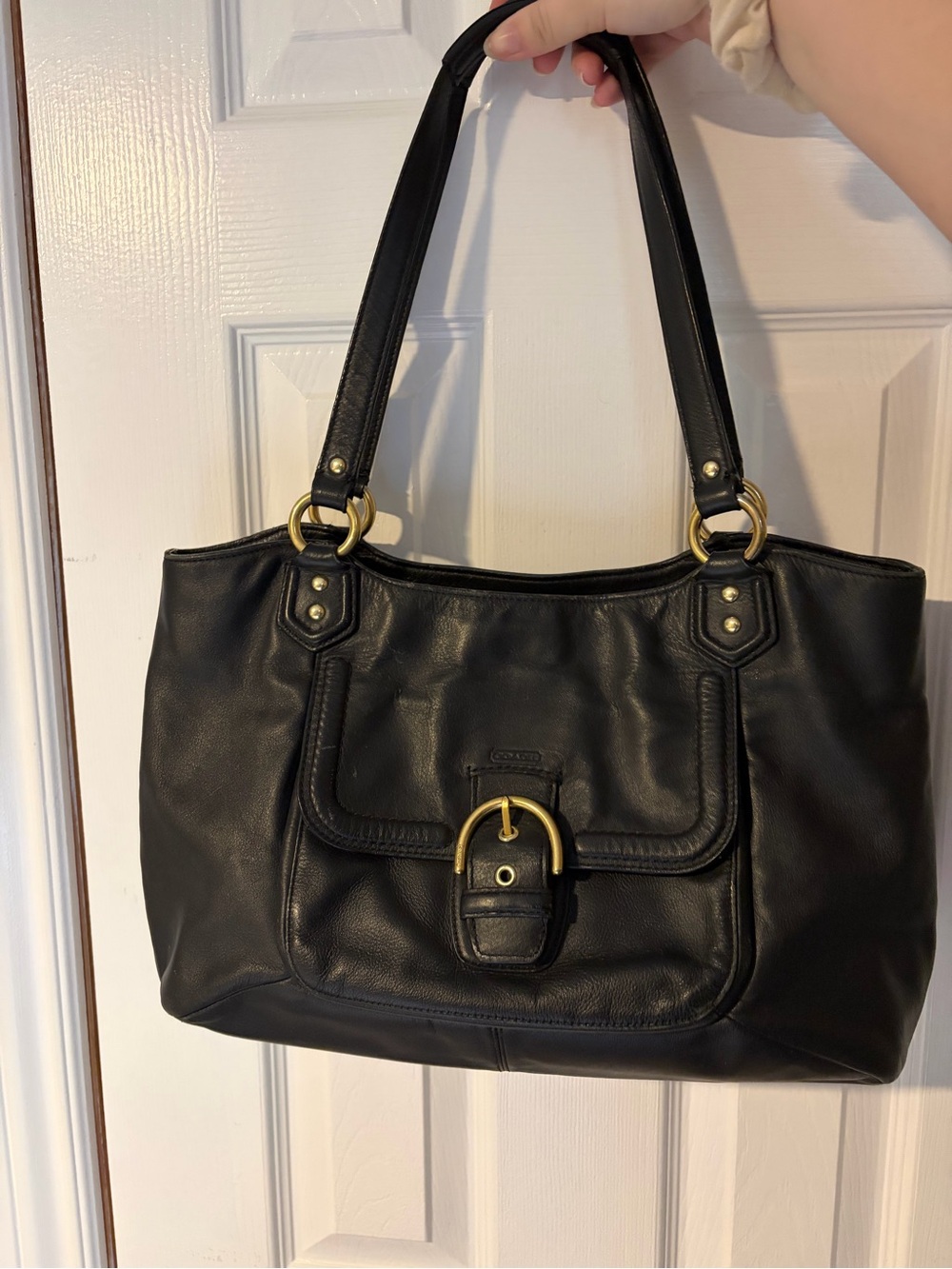 Coach Campbell Leather Belle Carryall- gold hardware